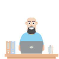 man using laptop for work from home wear t-shirt png