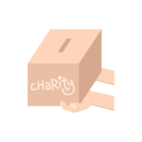 hand holding charity donating box png