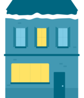 Houses in the winter in the snow. png