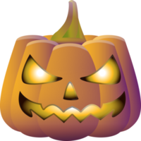 Kürbis beängstigend im realistischen Stil. Halloween-Herbstferien. bunte png-illustration. png