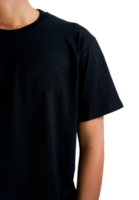 Mann im schwarzen T-Shirt auf isoliertem Hintergrund png