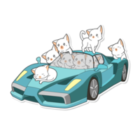 cute cat and vehicle cartoon png