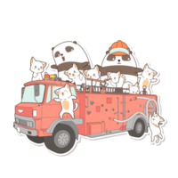 cute cat and vehicle cartoon png