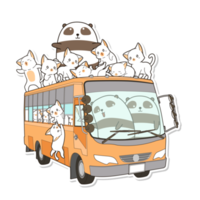 cute cat and vehicle cartoon png