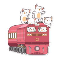 cute cat and vehicle cartoon png