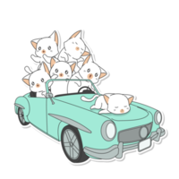 dessin animé mignon de chat et de véhicule png