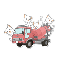 cute cat and vehicle cartoon png