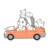 cute cat and vehicle cartoon png