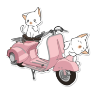 cute cat and vehicle cartoon png