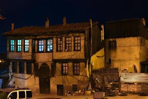 Kutahya 2022 Germiyan Night image of an alley between the old houses of a village photo