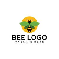 Honey bee leaf logo design vector