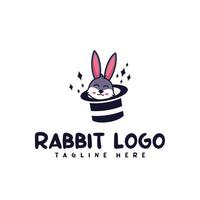 Rabbit logo design illustration and magic hat for company and community logo vector