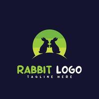 Two rabbits silhouette logo design illustration for company and community logo vector