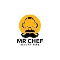 Mr chef logo design for restaurants and cafes vector