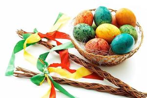 Easter eggs in bowl photo