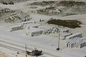 Extraction and primary processing of limestone and gypsum stone in a quarry. photo