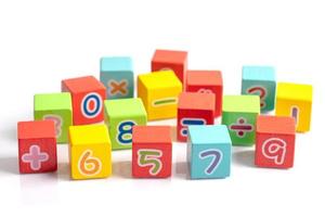 Math number colorful on white background, education study mathematics learning teach concept. photo