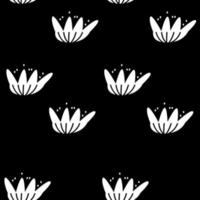 Black and white botanical seamless pattern. Stylized leaves pattern. Vetor black background vector