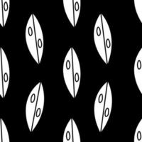 Black and white botanical seamless pattern. Stylized leaves pattern. Vetor black background vector