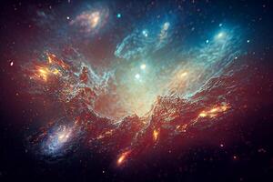 Nebula Milkyway and galaxies in space 3D photo