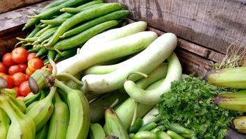 Selling fresh and green vegetables at Local market at lucknow, India photo