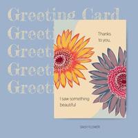 diseño de ilustración vectorial tarjeta de felicitación floral con flor de margarita. vector