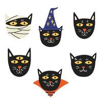 Cute Black Cat Halloween Face Set