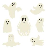 lindo conjunto de fantasmas de halloween vector