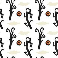 Trees eye clouds halloween pattern vector