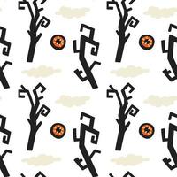 Trees eye clouds halloween pattern vector