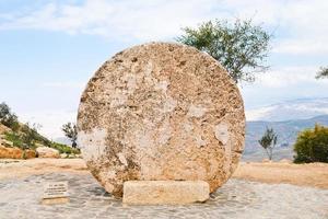 stone door of Byzantine Monastery on mount Nebo photo