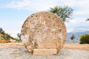 stone door of Byzantine Monastery on mount Nebo photo