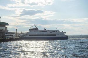 pier, view of izmir bay and ships photo