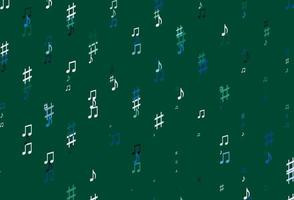 Light Blue, Green vector pattern with music elements.