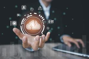 New technology bigdata and business process strategy, customer service management, cloud computing, smart industry.Digital transformation change management, internet of things.  Ai technology. photo