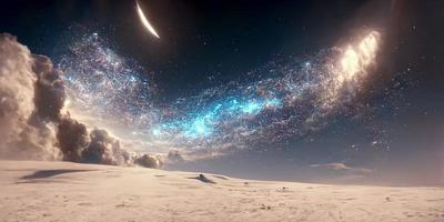 nebulosa vía láctea y galaxias en el espacio 3d foto