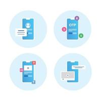 flat smartphone icon login sign up blue vector