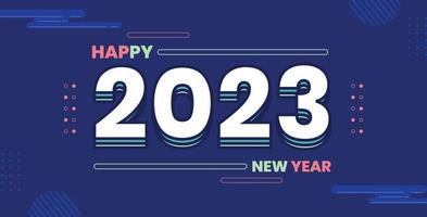 Fondo de plantilla de título de neón de tecnología de feliz año nuevo 2023 vector