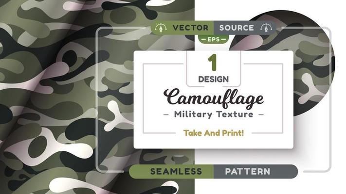 Camouflage seamless pattern, military texture, war fabric