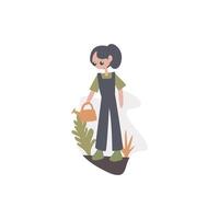 icono de mujer jardinero vector