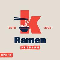 ramen alfabeto k logotipo vector