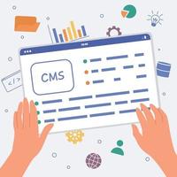 Content management system concept design or CMS concept design. Software development. Website architecture. Flat vector illustration