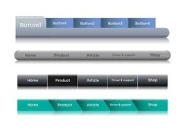 Set of navigation bar templates with black hover button vector