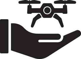 holding a drone. a drone on hand. the drone of a person. Man holding drone in hand. man holding the drone. Human hand holding drone. idea concept vector