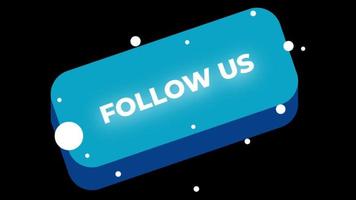 Animated social media follow us button black background video