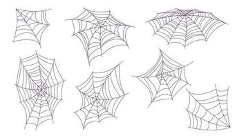 set of lacy spider webs vector