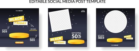 black friday sale banner for social media post template vector