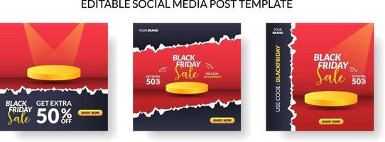 black friday sale banner for social media post template vector