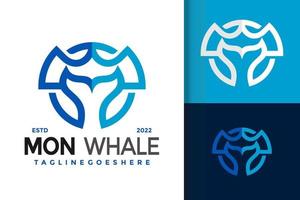M Letter Whale Tail Logo Design, brand identity logos vector, modern logo, Logo Designs Vector Illustration Template