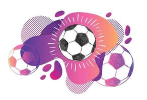 Hand drawn football, soccer ball sketch. Fluid abstract background. Banners with flowing liquid shapes. Vector